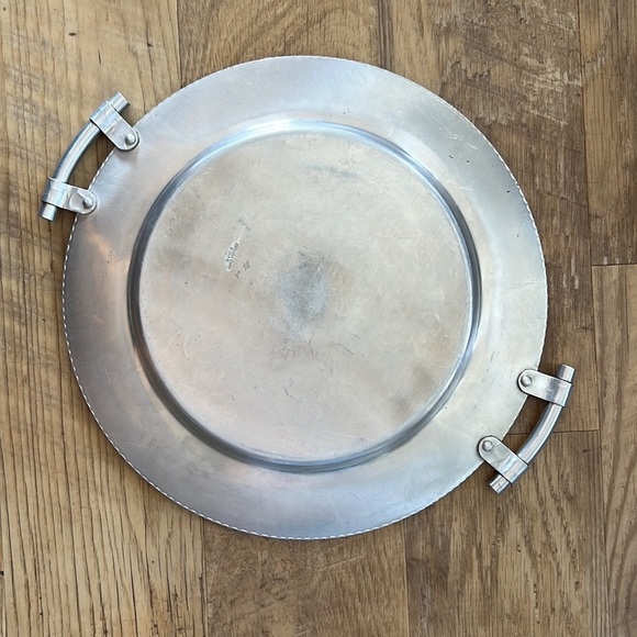 Vintage World Hand Forged Floral Stamped Aluminum Serving Platter 14” Diameter - Picture 5 of 7